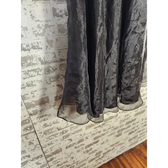Vintage Y2K 90s Tafetta Maxi Skirt Size 12 Black Tulle Lined Whimsigoth Prom - Picture 3 of 16